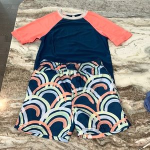 GUC Tea Collection rash guard & shortie swimsuit, size 10/12.